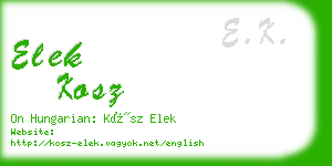 elek kosz business card